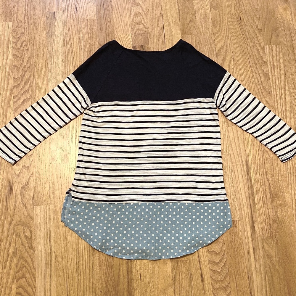 Navy Blue and Polka Dotted Chambray Tee